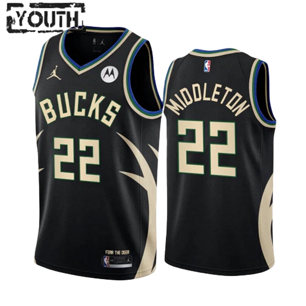 Milwaukee Bucks Trikot Khris Middleton 22 Jordan 2022-23 Statement Edition Schwarz Swingman - Kinder